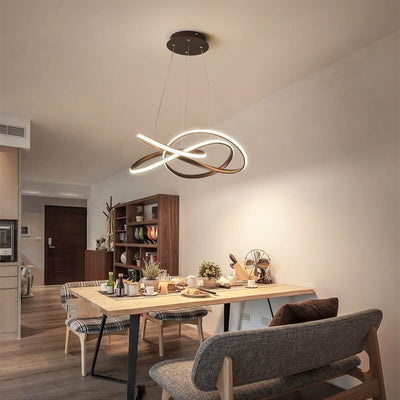 ثريا LED من الألومنيوم والأكريليك بتصميم حلقة فنية نوردية 