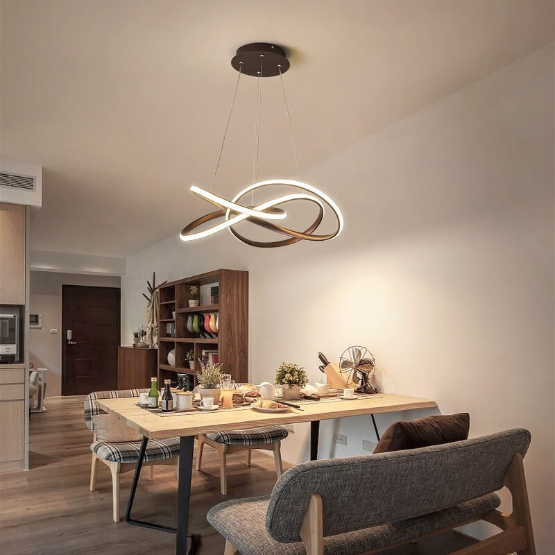 ثريا LED من الألومنيوم والأكريليك بتصميم حلقة فنية نوردية 