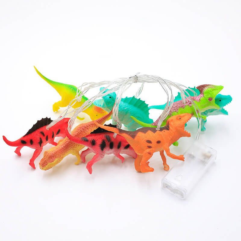 Lumière de guirlande à LED avec boîte à piles et décoration de dinosaure dessin animé créatif 