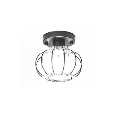 European Light Luxury Golden Black Iron Crystal 1-Light Semi-Flush Mount Ceiling Light