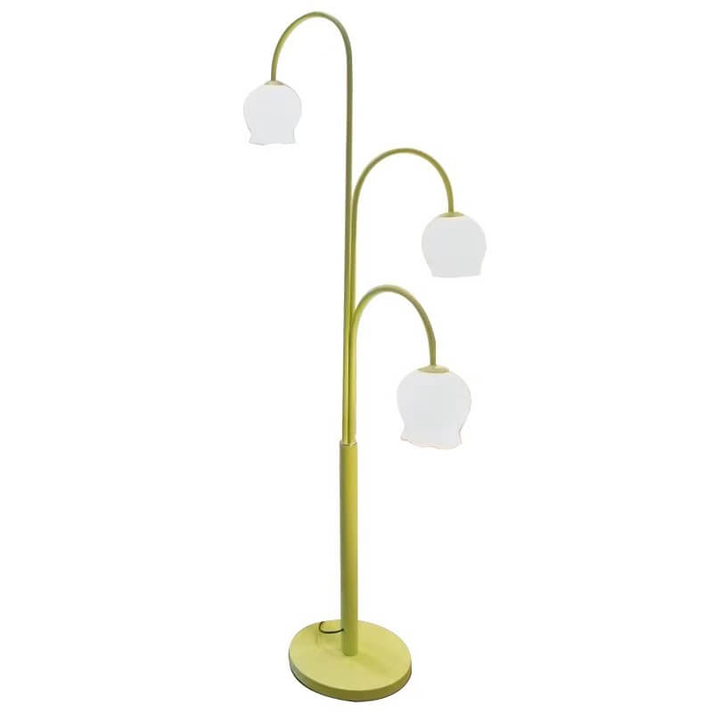 Modern Creative Bell Orchid Glass Lampshade 3-Light Standing Floor Lamp