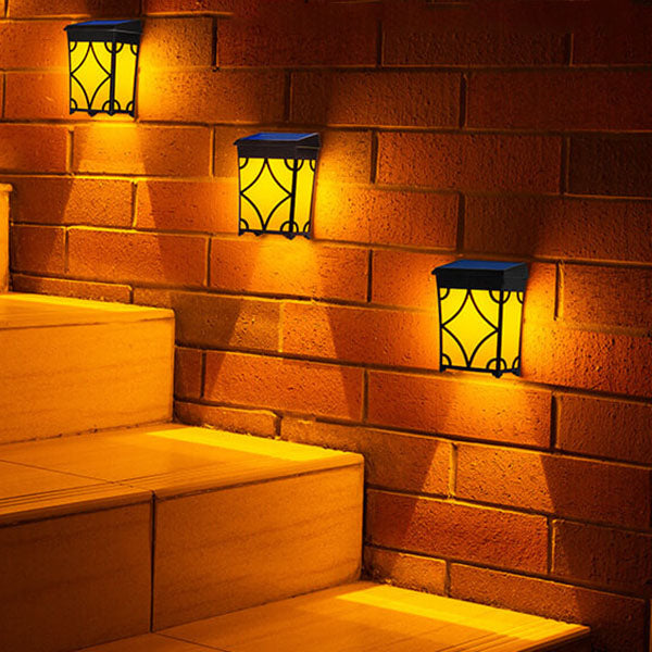 مصباح حائط LED مقاوم للماء خارجي مربع شمسي ريترو 