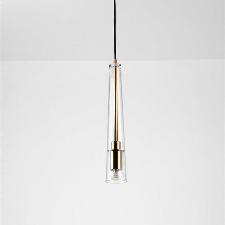 Nordisches minimalistisches klares Glas langes, verjüngtes 1-Licht-Pendelleuchte 