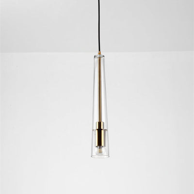 Nordic Minimalist Clear Glass Long Tapered 1-Light Pendant Light