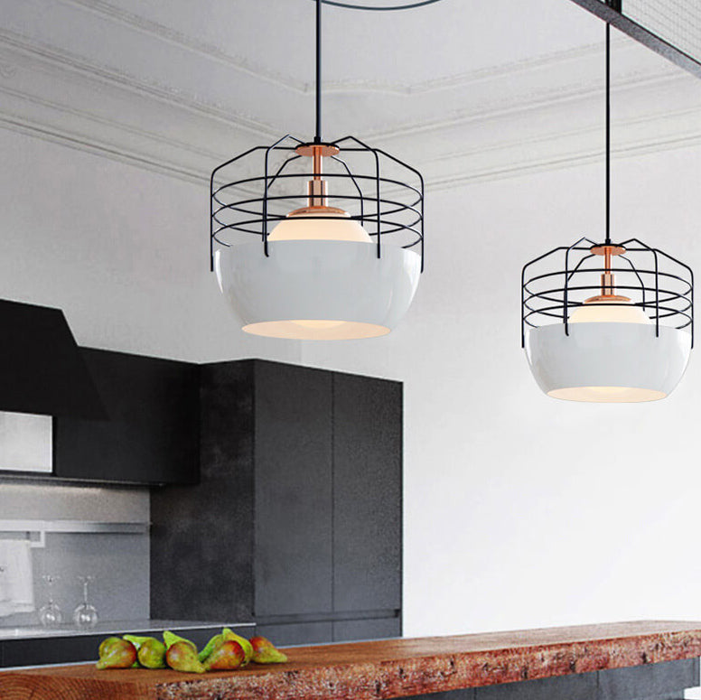 Industrial Iron Birdcage Design 1-Light Pendant Light