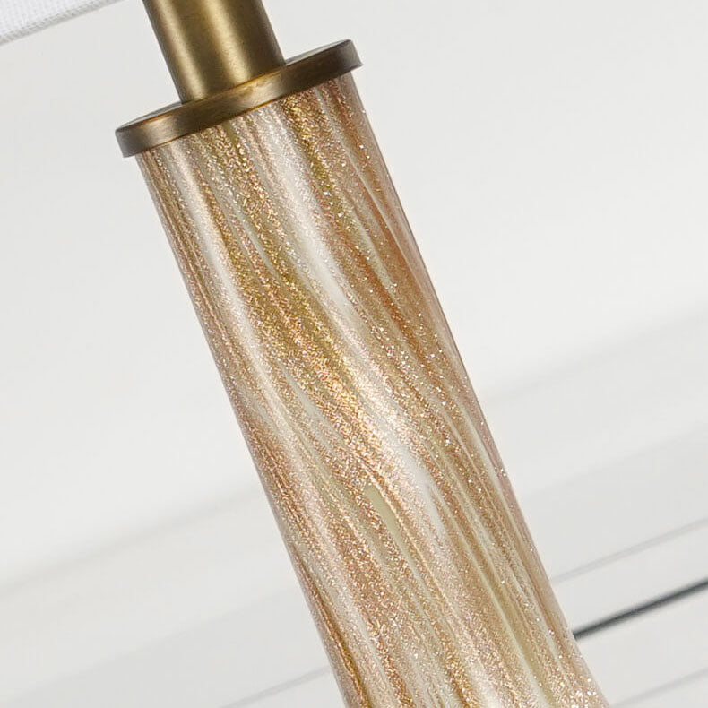 Lámpara de mesa de 1 luz de tela de vidrio esmaltado dorado fluido de lujo moderno 