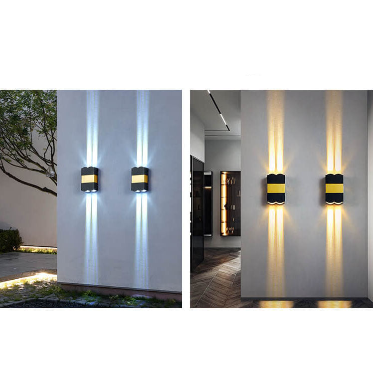 مصباح حائط خارجي مقاوم للماء بتصميم مستطيل حديث من الألومنيوم والزجاج مع إضاءة LED 