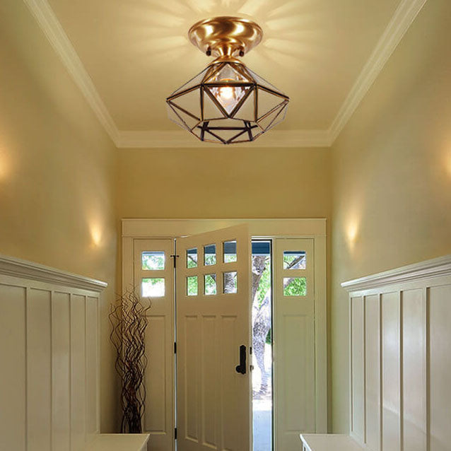 Europäische Leichte Luxus Vollkupfer Runde 1-Licht Semi-Flush Mount Leuchte 