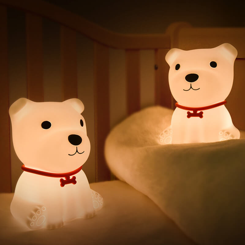 Lámpara de Mesa LED Luz Nocturna USB de Silicona Creativa de Cachorro Adorable 