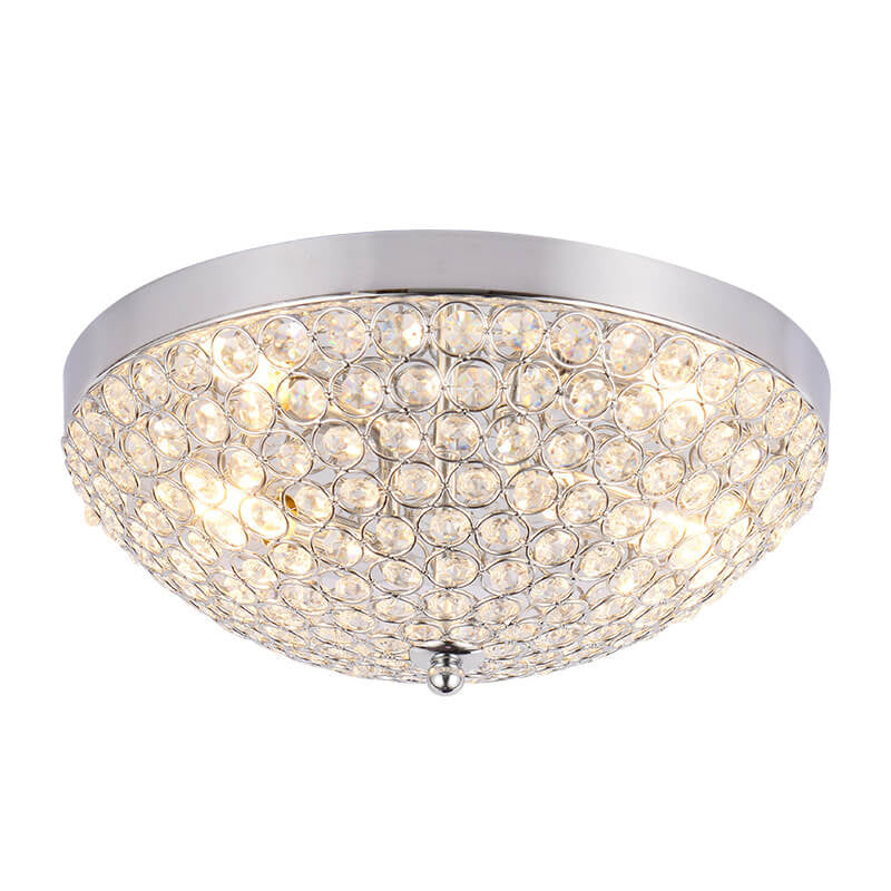 Modern Crystal Dome Design Round Decorative 2-Light Flush Mount Light