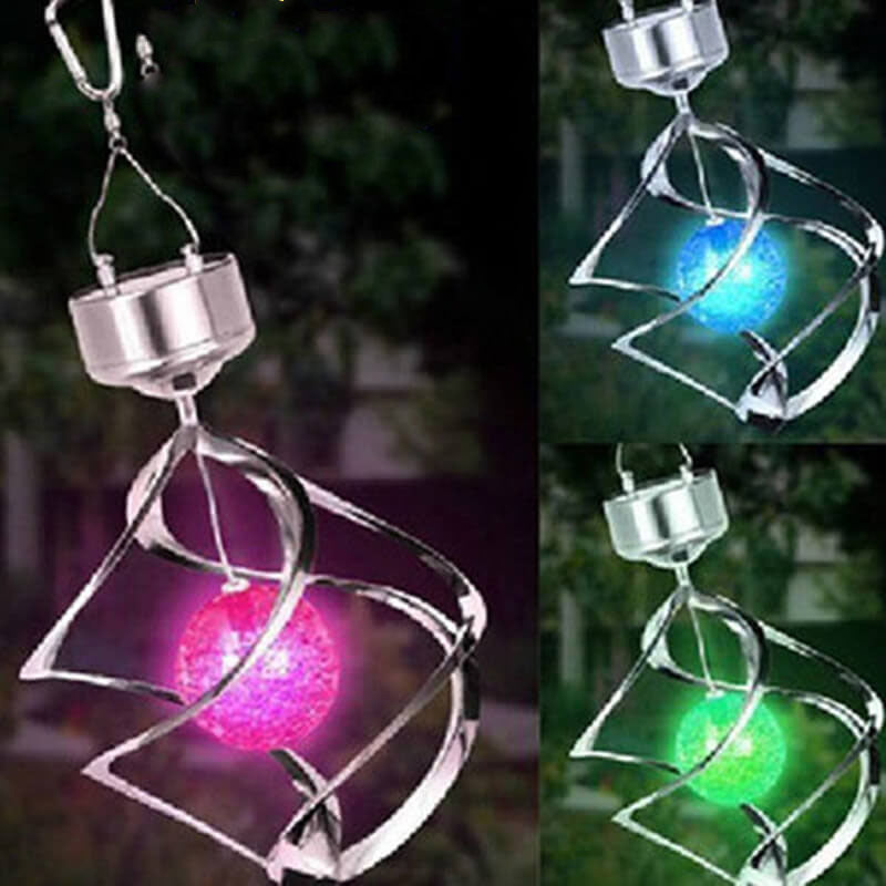 Modern Outdoor Solar Colorful Wind Turn Light LED Outdoor Pendant Light