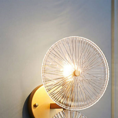 Moderne Luxus Doppelrunde LED-Wandleuchte aus Glas 
