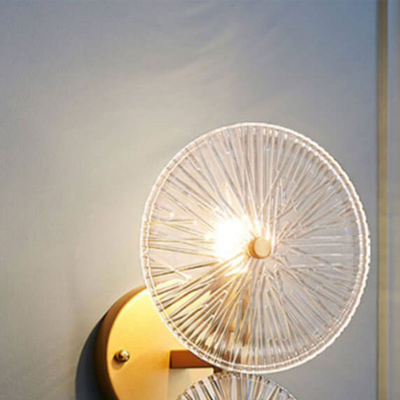 Moderne Luxus Doppelrunde LED-Wandleuchte aus Glas 