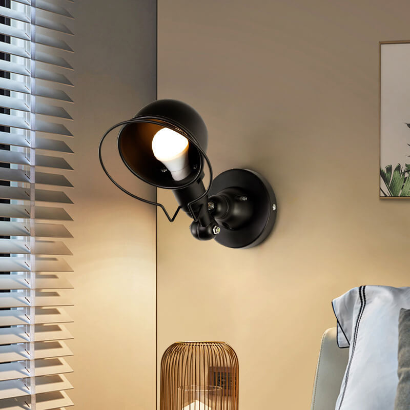 Lámpara de Aplique de Pared Ajustable de 1 Luz de Cúpula de Hierro Vintage Industrial 