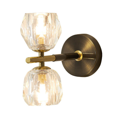 All Copper Light Luxury Crystal 1/2-Light Wall Sconce Lamp