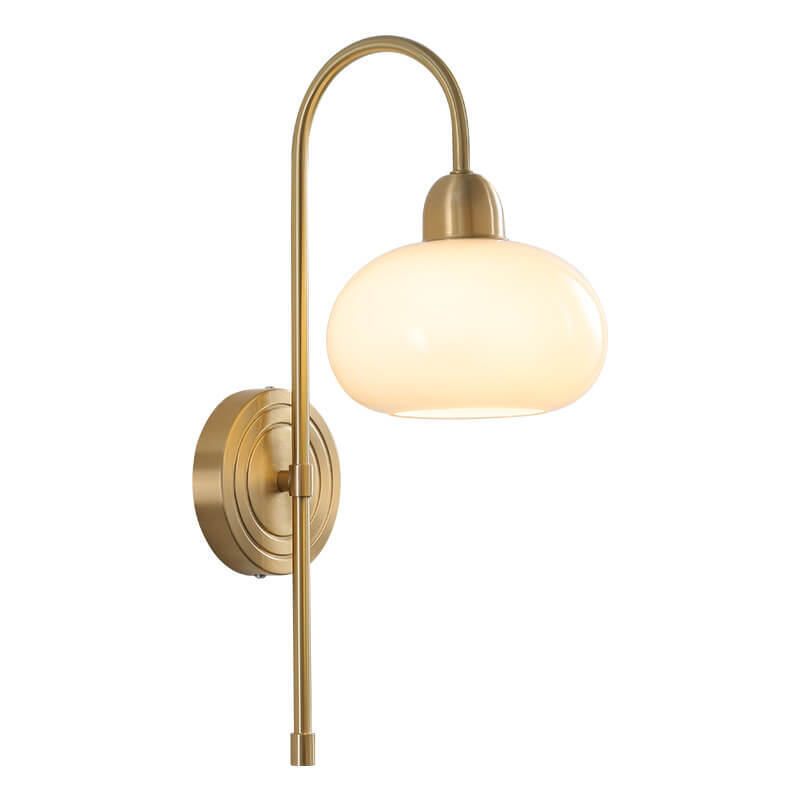 Modern Luxury Brass Glass Dome 1-Light Wall Sconce Lamp