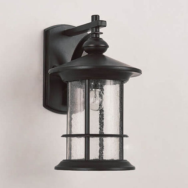 Lámpara de Aplique de Pared Exterior Impermeable de 1 Luz con Columna de Vidrio Burbuja Vintage Industrial 