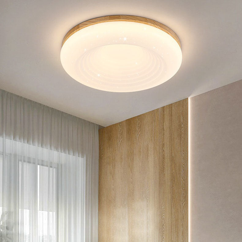 Nordic Minimalist Log Round Acrylic Star Effect LED Flush Mount Ceiling Light