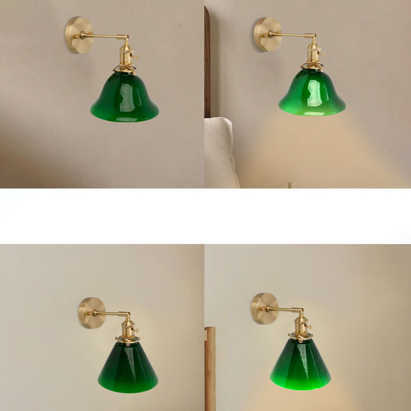 Japanische Retro Green Cone Copper 1-Light Wandleuchte
