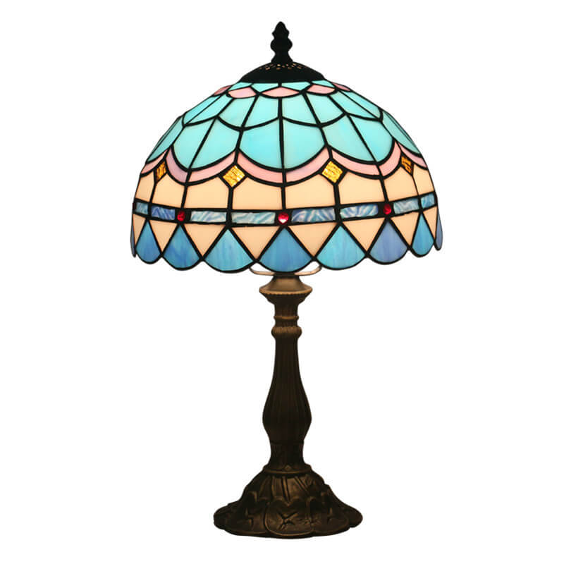 Europäische Vintage Tiffany 1-Licht-Tischlampe aus Legierung 