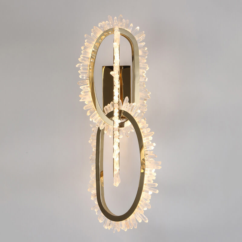 Applique Murale LED en Cercle de Cristal en Acier Inoxydable de Luxe Moderne 