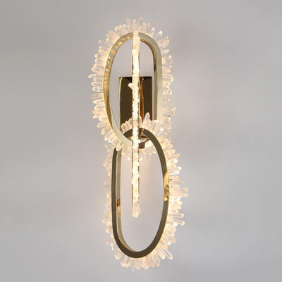 Moderne leichte Luxus-Edelstahl-Kristallkreis-LED-Wandlampe 