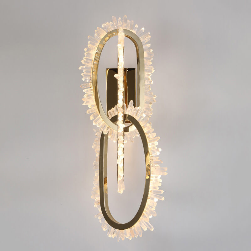 Moderne leichte Luxus-Edelstahl-Kristallkreis-LED-Wandlampe 