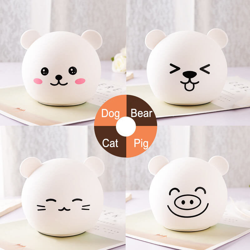 Lampe de table LED en silicone colorée avec animal de dessin animé 