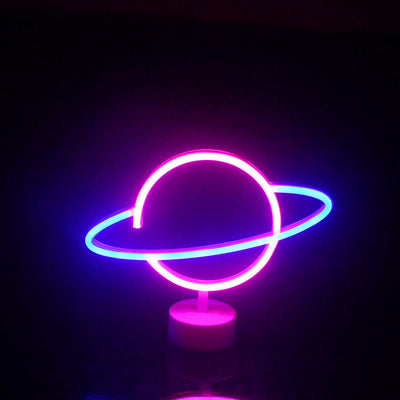 Moderne kreative Planet Neon-Kunststoff-LED-Nachtlicht-Tischlampe