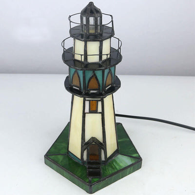 Tiffany Creative Tower Light Stained Glass 1-Light Table Lamp