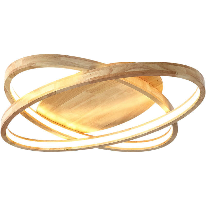 Modern Nordic Wooden Oval LED Flush Mount Light