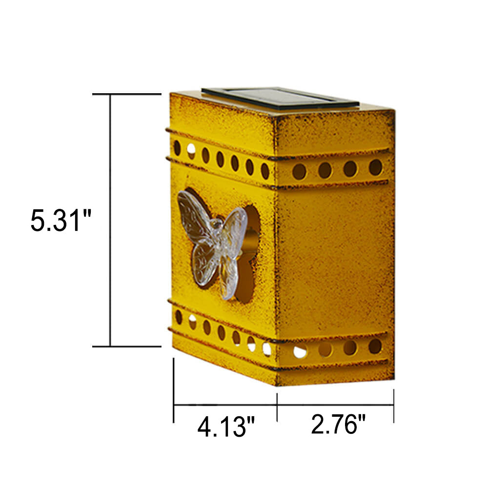 Retro Solar Square Box Aged Iron LED Outdoor Zaun Wandleuchte 