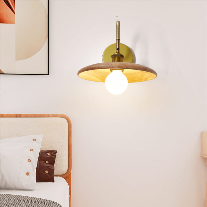 Lámpara de Aplique de Pared de 1 Luz con Bandeja Japonesa de Madera Moderna 
