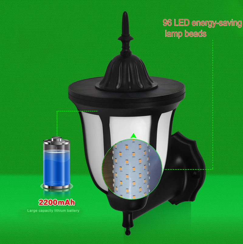 مصباح فانوس لهب شمسي LED خارجي مقاوم للماء لتزيين الجدران 