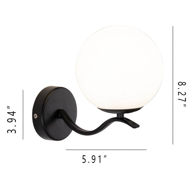 Lámpara de Aplique de Pared de 1 Luz con Pantalla Esférica de Vidrio y Soporte de Hierro de Lujo 