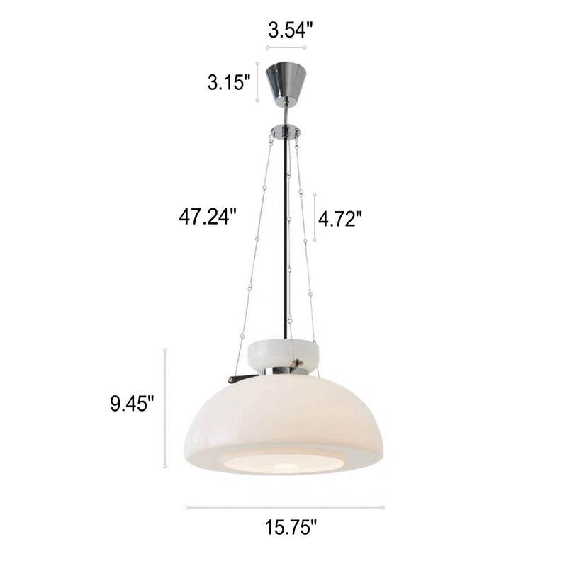 Nordische einfache milchweiße halbkugelförmige 1-Licht-Pendelleuchte aus Glas 