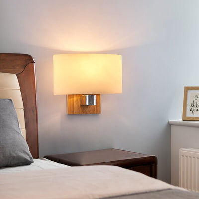 Nordic Minimalist Glass Wood 1-Light Wall Sconce Lamp