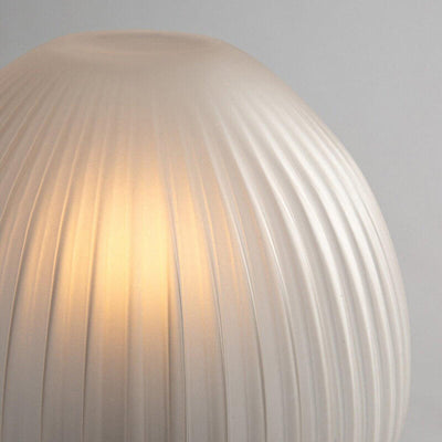 Modern Minimalist White Striped Glass 1-Light Art Table Lamp