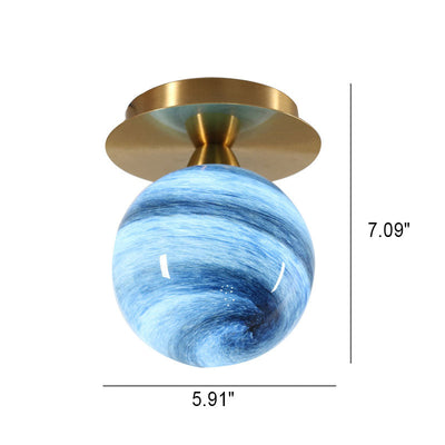Modern Creative Planet Glass 1-Light Semi-Flush Mount Light