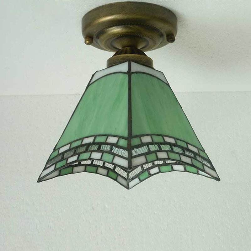 Europäische Vintage Tiffany 1-Licht halbbündige Einbauleuchte