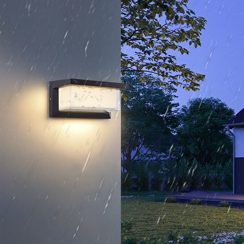 Lámpara Apliqué de Pared Exterior Moderna Minimalista Solar Rectangular PC LED Para Patio Exterior 