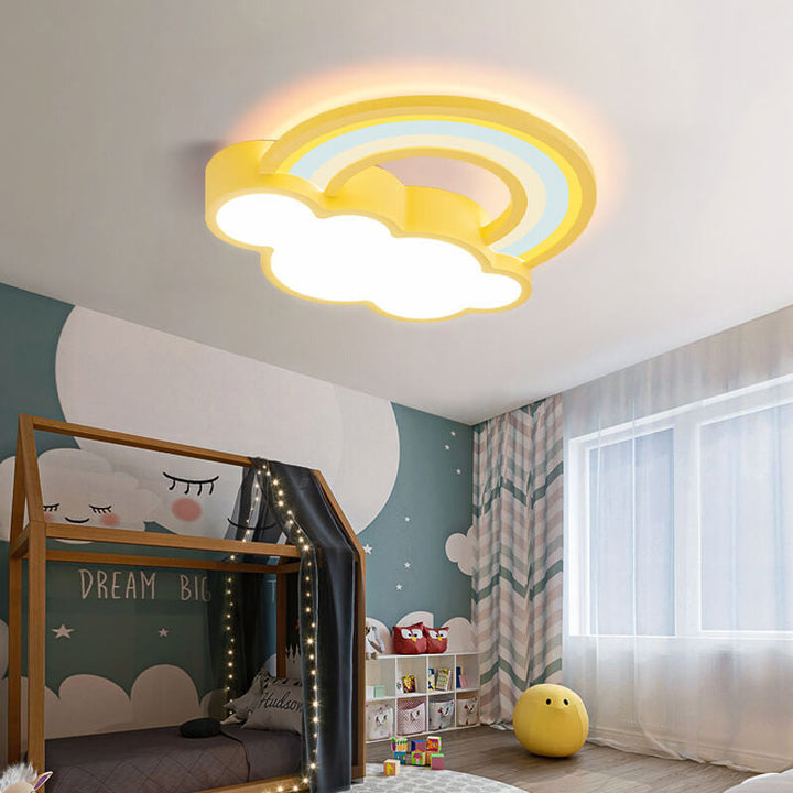 Kinderhaftes Cartoon-Regenbogen-Wolken-Design LED-Deckenleuchte 