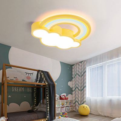 Childlike Cartoon Rainbow Cloud Design LED Flush Mount Light