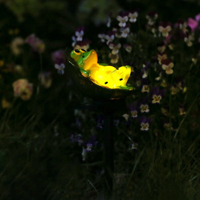 Solar Resin Frog LED Outdoor Waterproof Patio Decorative Ground Plug Landscape Light