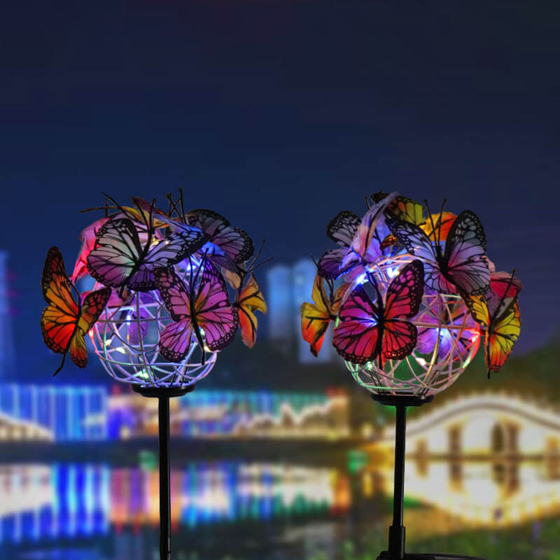 ضوء إدخال حديقة الفناء الخارجي المقاوم للماء LED الشمسي الزخرفي الحديث المبتكر على شكل فراشة 