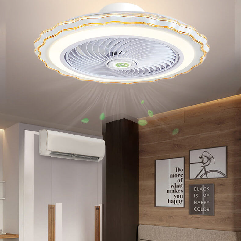 مروحة سقف بإضاءة LED مستديرة إبداعية حديثة على شكل زهرة 