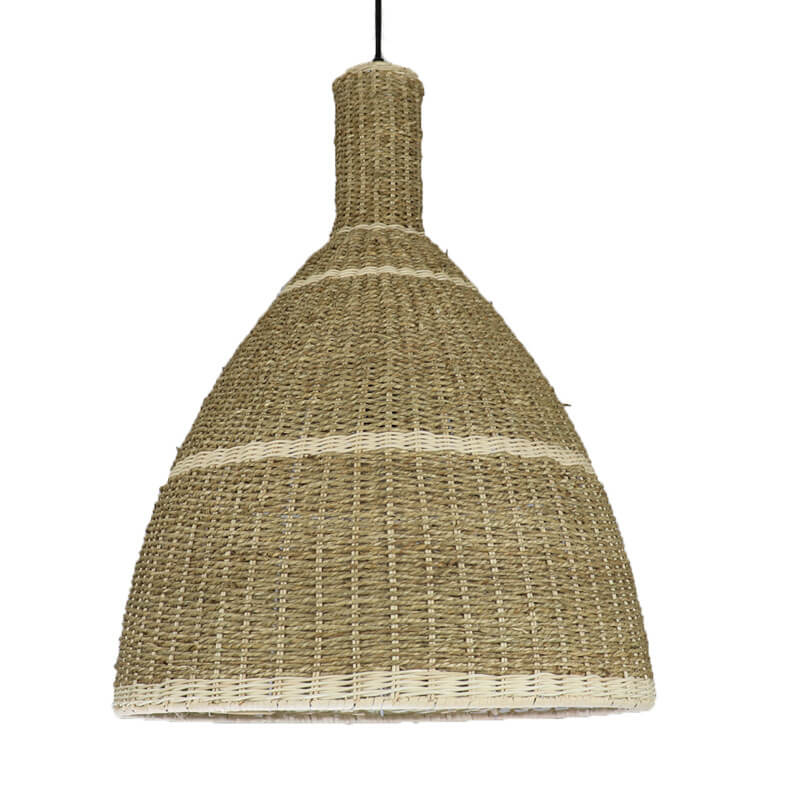 Contemporary Coastal Watercress Rope Rattan Weaving Dome 1-Light Pendant Light For Living Room