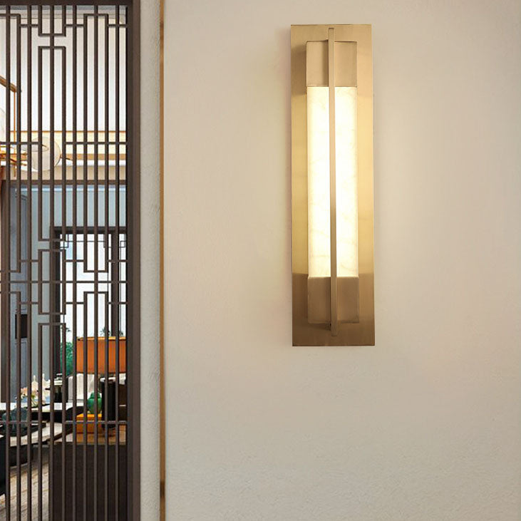 Applique murale LED rectangulaire en laiton et résine moderne chinoise 