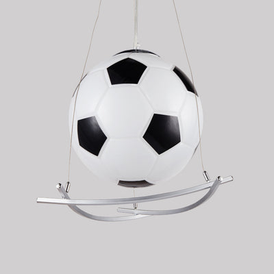 Cartoon Creative Soccer Glass Iron 1-Light Kids Pendant Light