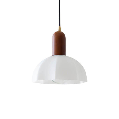 Modern Walnut Vintage Glass Shade 1-Light Pendant Light